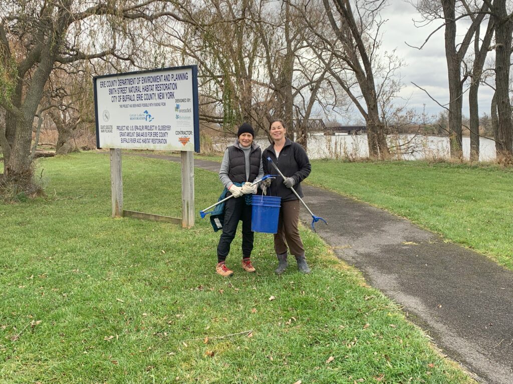 Buffalo River stewardship event by Red Jacket Park, November 2024.